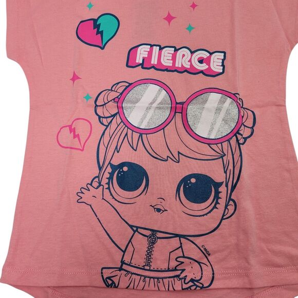 L.O.L. Surprise! Girls Short-Sleeve T-Shirts Crew Neck Pink Fierce Top Size 4 - Picture 3 of 7